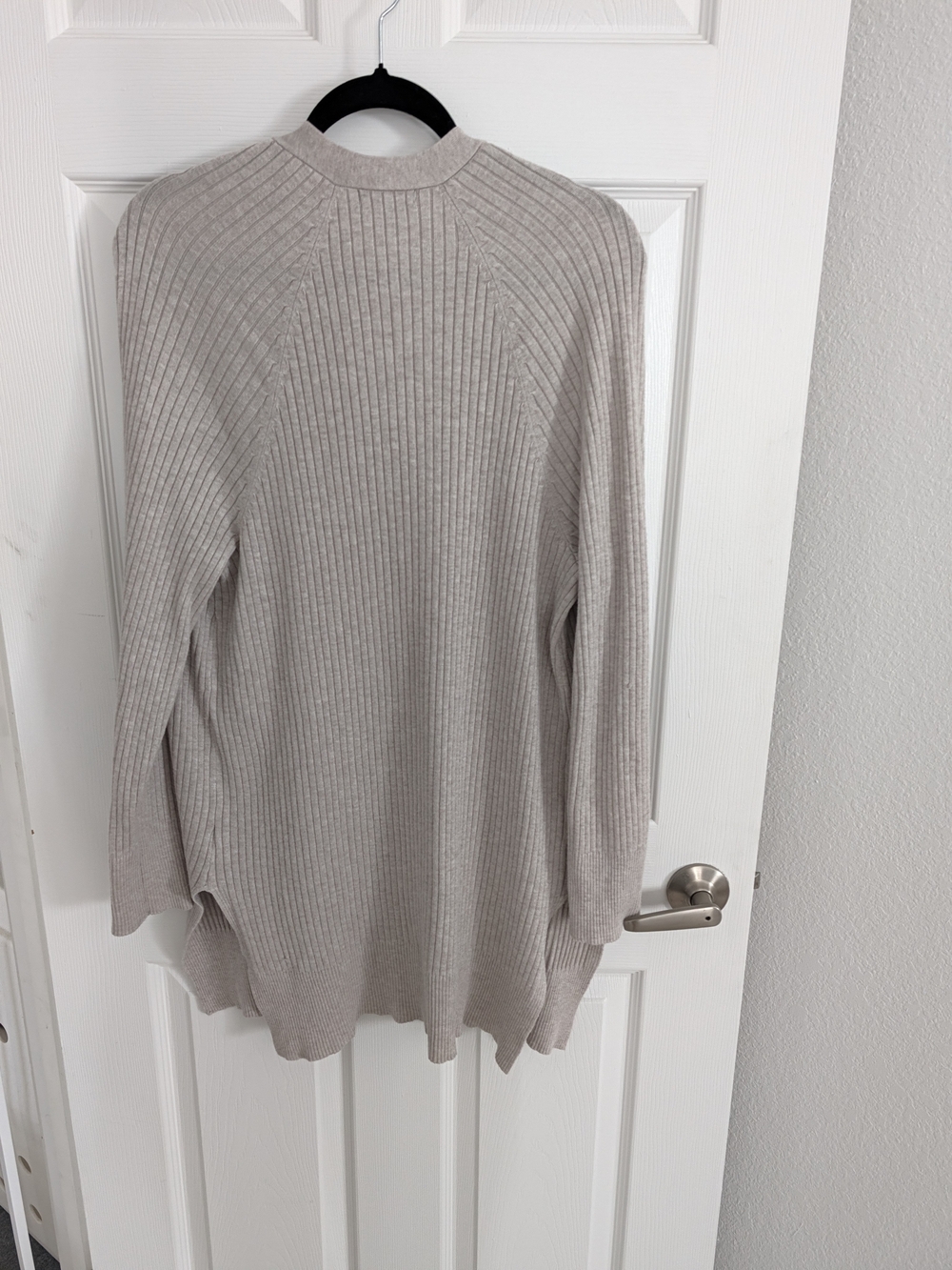 Open Ribbed Knit Cardigan - Light Gray - Picture 2 of 2